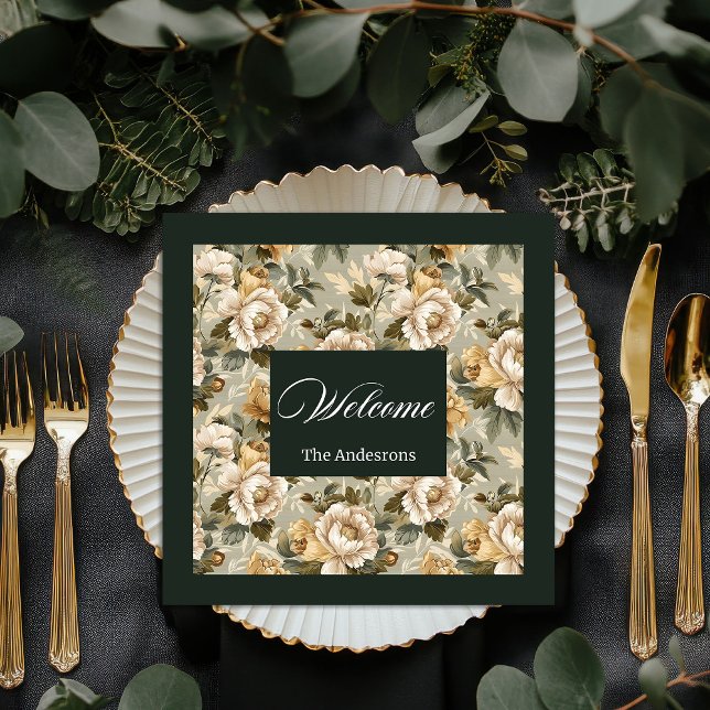 Personalized Chic Napkins Green Gold Botanical (Personalized Chic Napkins Green Gold Botanical)