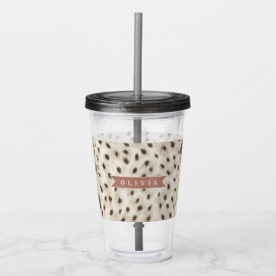 Personalized Chic Neutral Leopard Animal Print Acrylic Tumbler