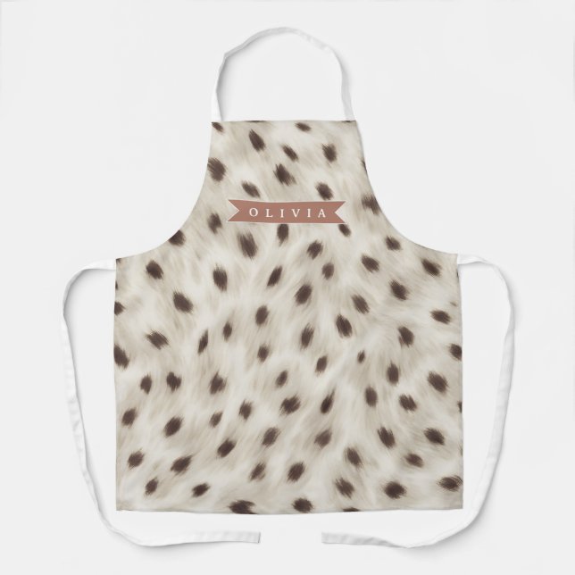 Personalized Chic Neutral Leopard Animal Print Apron (Front)