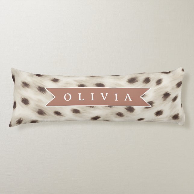 Personalized Chic Neutral Leopard Animal Print Body Pillow (Front)