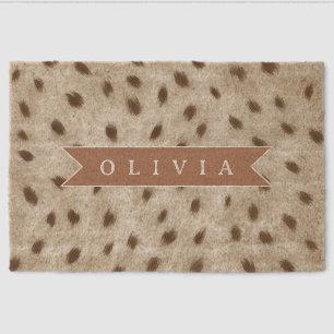 Personalized Chic Neutral Leopard Animal Print Fiber Doormat