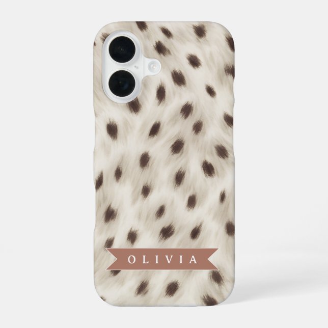 Personalized Chic Neutral Leopard Animal Print iPhone Case (Back)