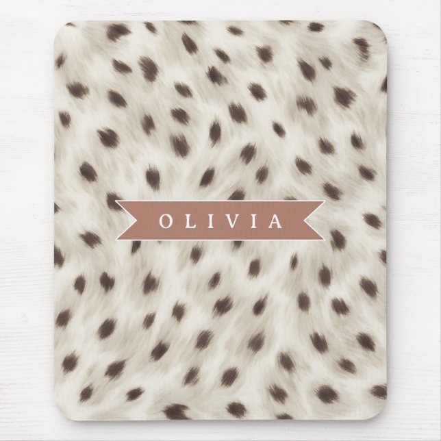 Personalized Chic Neutral Leopard Animal Print Mouse Pad (Front)