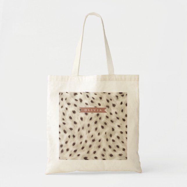 Personalized Chic Neutral Leopard Animal Print Tote Bag (Front)