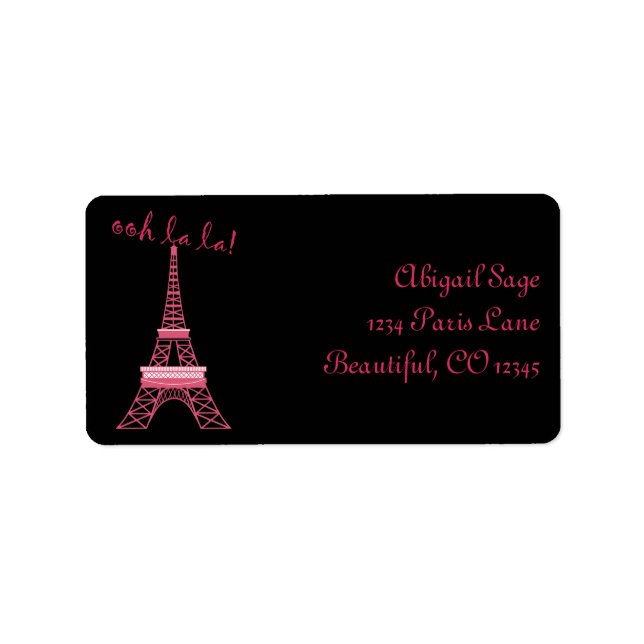 Personalized Chic Paris Eiffel Tower Address Label (Front)