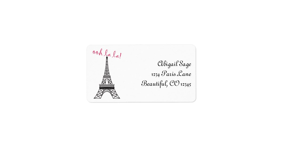 Personalized Chic Paris Eiffel Tower Address Label Zazzle