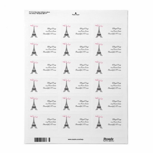 Personalized Chic Paris Eiffel Tower Address Label Zazzle