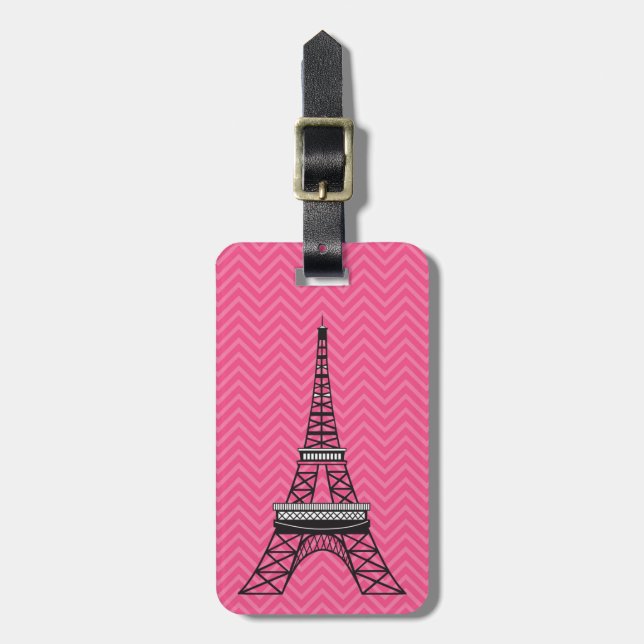 Personalized Chic Paris Eiffel Tower Luggage Tag (Front Vertical)