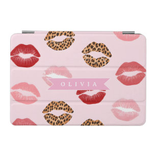 Personalized Chic Pink Leopart Print Lip Pattern iPad Mini Cover