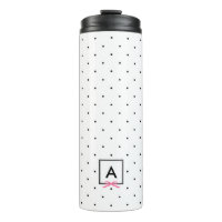 Personalized Chic Pink Ribbon Polka Dot Monogram Thermal Tumbler