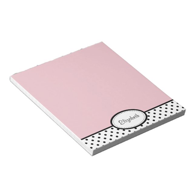 Personalized Chic Polka Dot PInk Notepad (Angled)