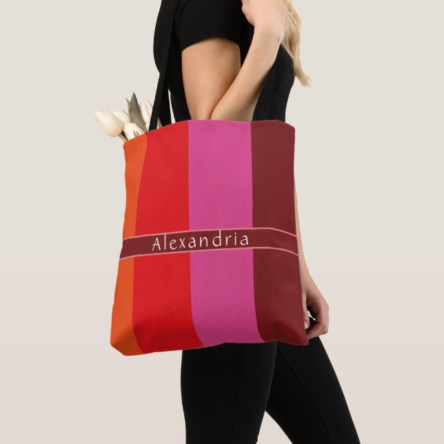 Personalized Chic Striped Tote Bag (Close Up)