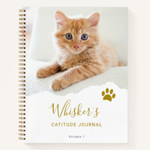Personalized Chic Torn Photo Cat Gratitude Journal