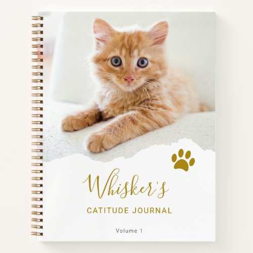 Personalized Chic Torn Photo Cat Gratitude Journal