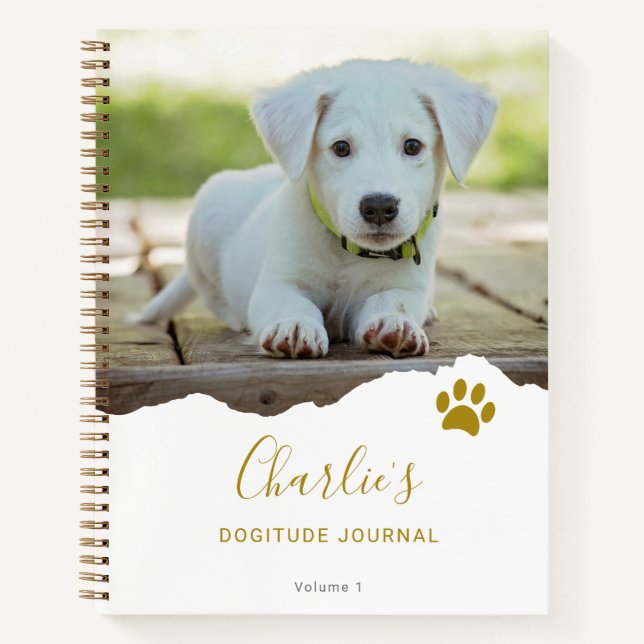 Personalized Chic Torn Photo Dog Gratitude Journal (Front)