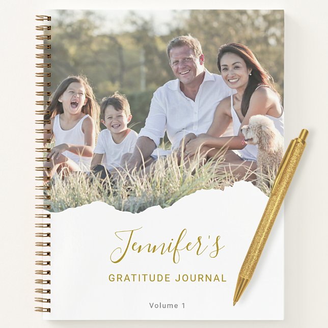 Personalized Chic Torn Photo Gratitude Journal (Creator Uploaded)