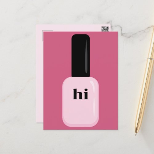 Personalized Chic Trendy Modern Pink Nail Polish Postcard