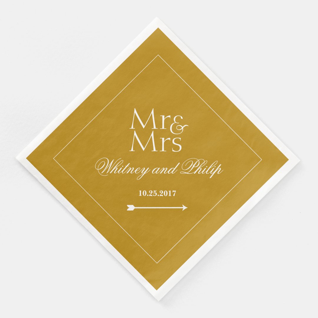 Personalized Chic Wedding Reception Gold Paper Dinner Napkins Zazzle