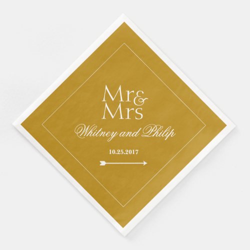 Personalized Chic Wedding Reception Gold Paper Dinner Napkins