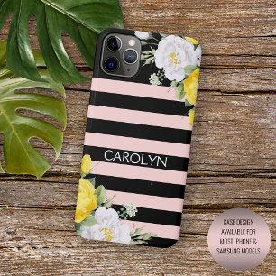 Personalized Chic Yellow White Roses Floral Art iPhone 11 Pro Max Case