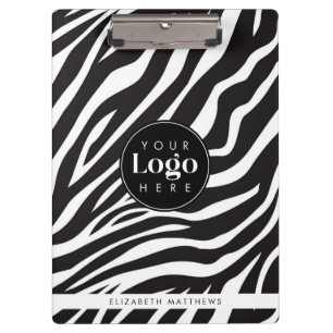 Personalized Chic Zebra Print Custom Company Logo  Clipboard