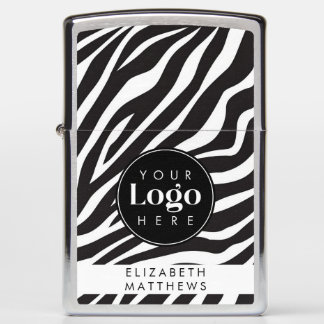 Personalized Chic Zebra Print Custom Company Logo Zippo Lighter