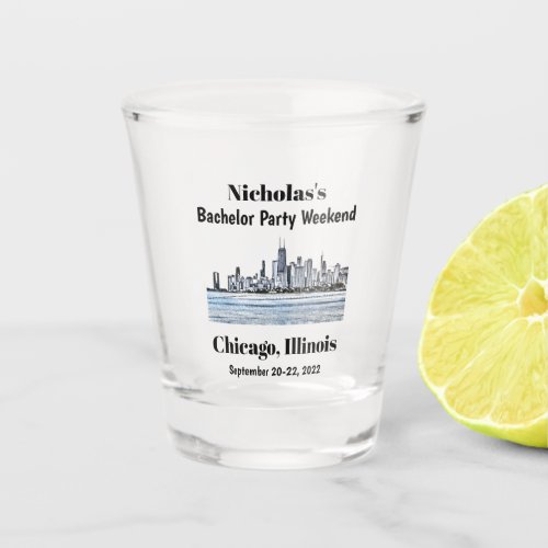 Personalized Chicago Bachelor Party Weekend Shot Glass