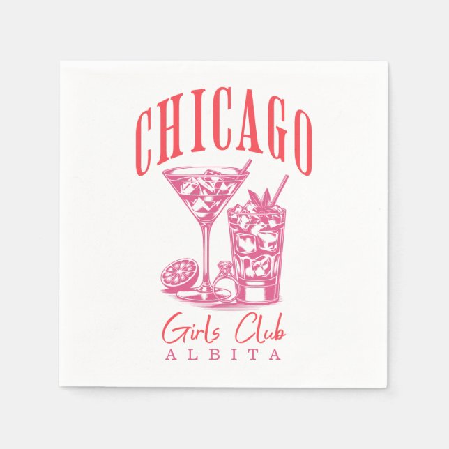 Personalized chicago bachelorette classic napkins (Front)
