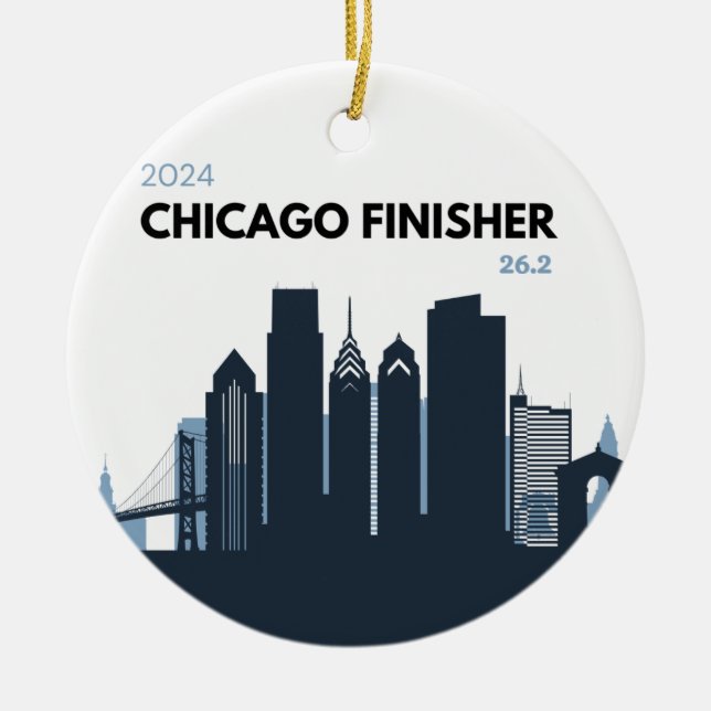 Personalized Chicago Marathon Unique Running Gift Ceramic Ornament (Front)