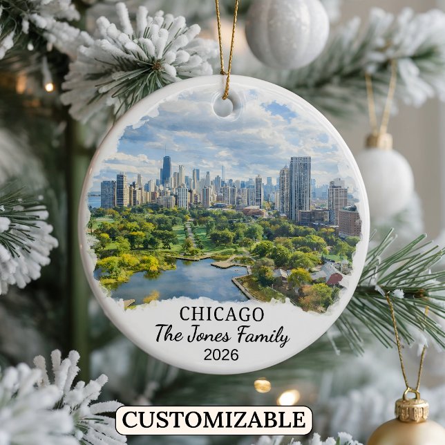 Personalized Chicago Ornament, Custom Illinois Ceramic Ornament (Creator Uploaded)