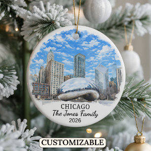 Personalized Chicago Ornament, Custom Illinois Ceramic Ornament