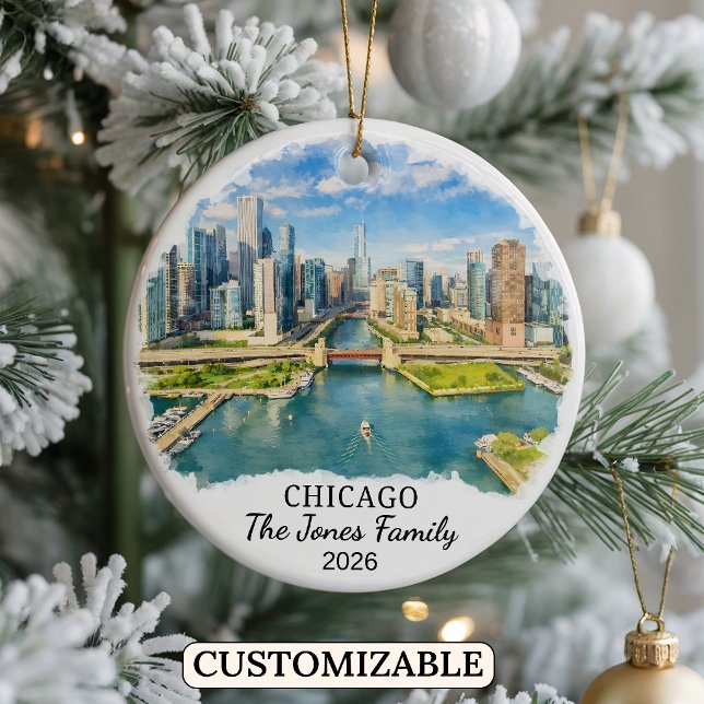 Personalized Chicago Ornament, Custom Illinois Ceramic Ornament (Creator Uploaded)