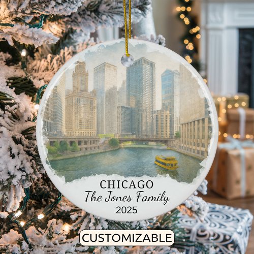 Personalized Chicago Ornament, Illinois Ceramic Ornament