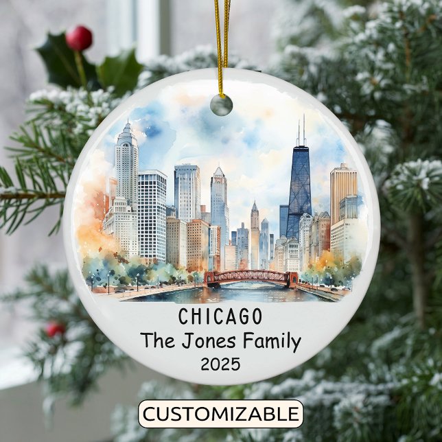 Personalized Chicago Ornament, Illinois Ceramic Ornament (Creator Uploaded)