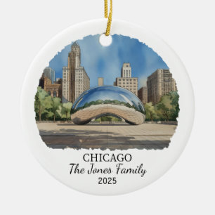 Personalized Chicago Ornament, Illinois State Ceramic Ornament