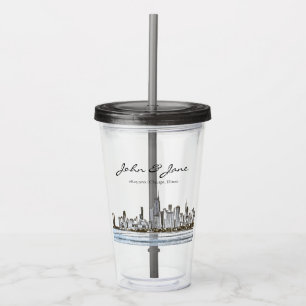 Personalized Chicago Skyline Acrylic Tumbler