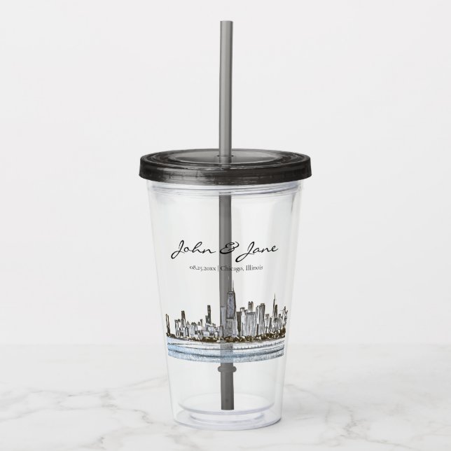 Personalized Chicago Skyline Acrylic Tumbler (Front)