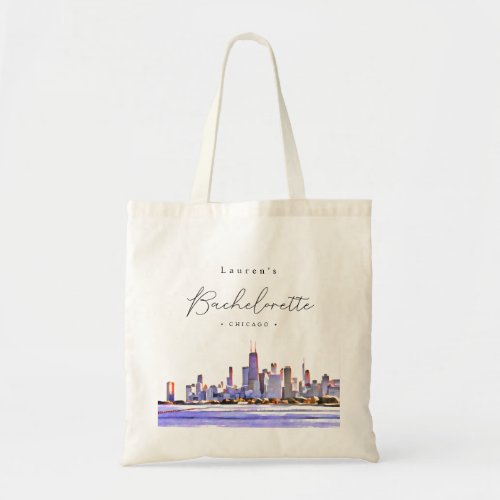 Personalized Chicago Skyline Bachlorette Party Tote Bag