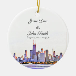 Personalized Chicago Skyline Ceramic Ornament