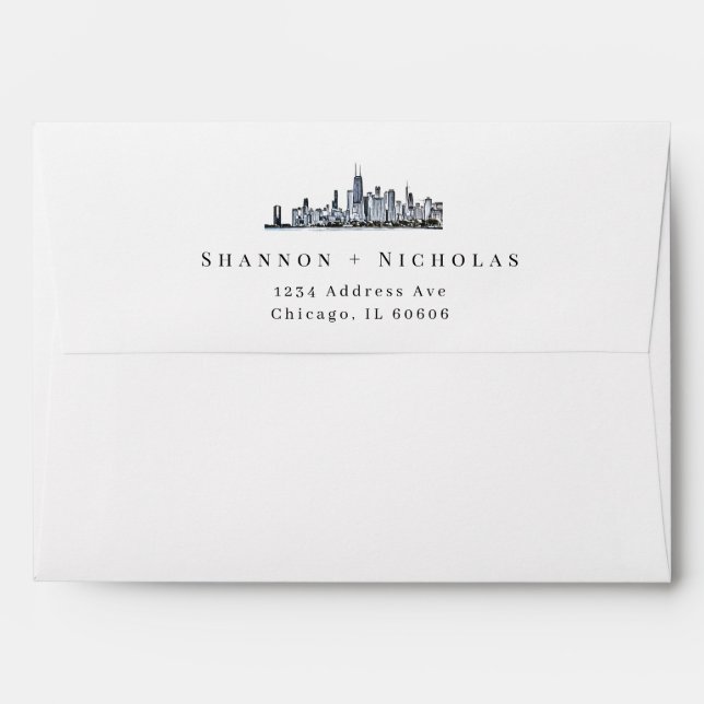 Personalized Chicago Skyline Envelope (Back (Top Flap))