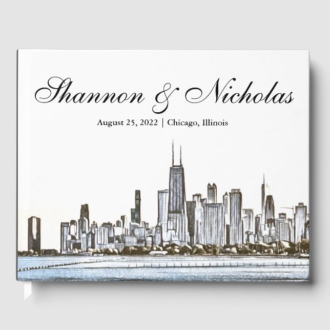 Personalized Chicago Skyline Guest Book (Front)
