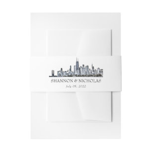Personalized Chicago Skyline Invitation Belly Band