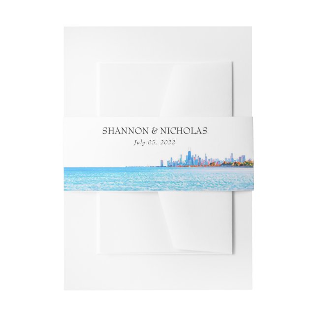 Personalized Chicago Skyline Invitation Belly Band (Front Example)