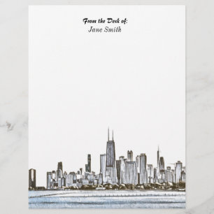 Personalized Chicago Skyline Letterhead