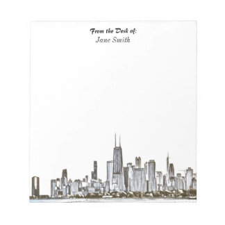 Personalized Chicago Skyline Notepad