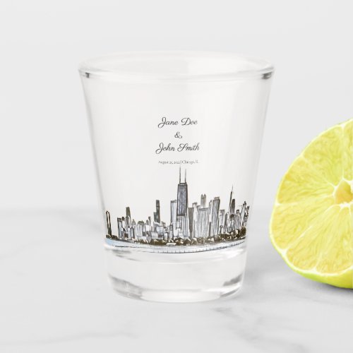 Personalized Chicago Skyline Shot Glass