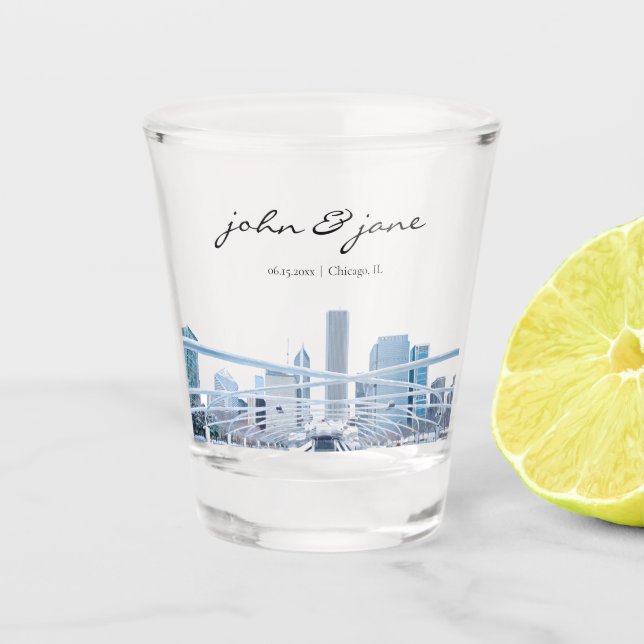 Personalized Chicago Skyline  Shot Glass (Front)