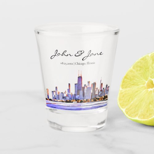 Personalized Chicago Skyline Shot Glass