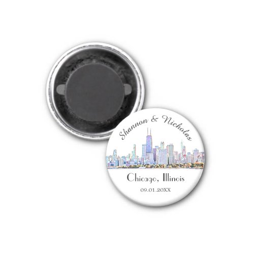 Personalized Chicago Skyline Wedding Magnet