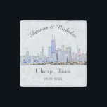 Personalized Chicago Skyline Wedding Stone Magnet<br><div class="desc">These magnets make perfect favors or make a perfect gift for the couple.</div>